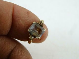 Vintage 10K Solid Yellow Gold Ladies Cocktail Ring Clear Stone 2.  0 grams Size 3 2