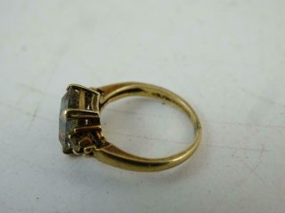 Vintage 10K Solid Yellow Gold Ladies Cocktail Ring Clear Stone 2.  0 grams Size 3 3