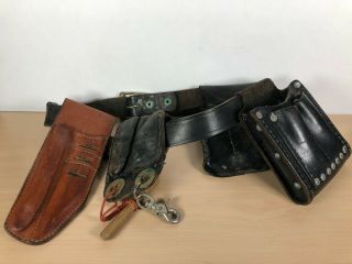 Vintage Leather Tool Belt Klein Tools 5145 Pouch,  Dyna Med Knife Holster