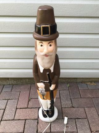 Vtg Thanksgiving Pilgrim Man Blow Mold 1996 Union Products Don Featherstone