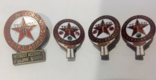 4 X Vintage Texaco Employee Awards Enamel Pins - Badge.