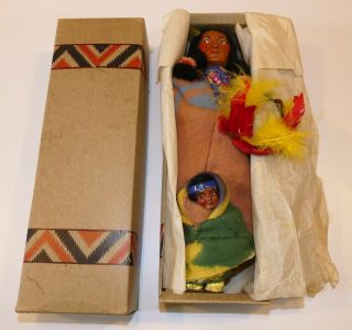Vintage 12 " Skookum Native American Indian Doll With Papoose