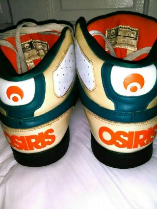 Vintage OSIRUS NYC 83 High Top Skate Sneakers Sz 13 Aqua,  Orange & White,  MIAMI 8