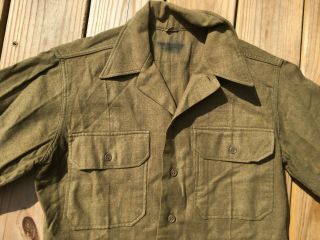 WW2 US Army Brown Woold Service Shirt,  Size 15 1/2 x 32, 3