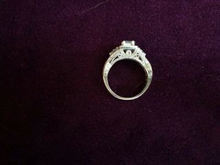 Vintage Style 14k White Gold Diamond Engagement Ring & Wedding Band Set 7