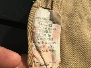 WW2 US Army Khaki Service Shirt & Tie,  VG Size 14 1/2 x32 3