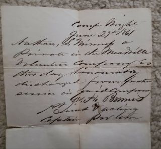 RARE 1860 Leather Pocket Bible Civil War,  1861 military stamp & discharge letter 7