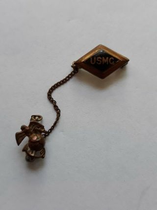 Rare Ww2 Usmc Ega Pin/chain From A Veteran Who Fought At Guadalcanal