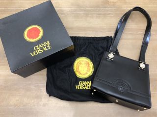 Rare Vintage Gianni Versace 90s Black Leather Medusa Bag - With Tags