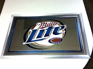 Miller Lite Beer Sign Large Wall Mirror True Pilsner Framed Glass Vintage Bar D9