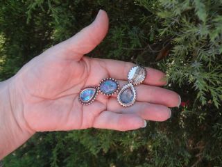 Stephen Dweck Sterling Silver Clip Earrings Mosaic Opal Blue Topaz estate 4