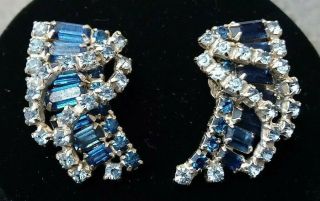 Vintage Kramer of NY Blue Rhinestone Necklace/Choker & Clip Earrings 3