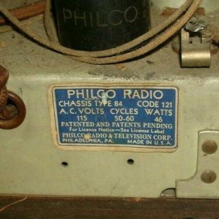 Vintage PHILCO cathedral Radio Type 84 Code 121 Light Wood 3