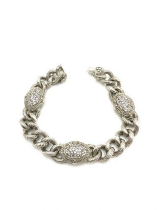 Judith Ripka Sterling Silver Chain Bracelet With Pave Set Diamonique