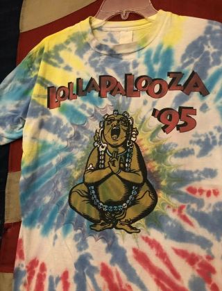Vintage 90’s Lollapalooza 1995 Tie Dye Concert Tour T Shirt L Sonic Youth Hole