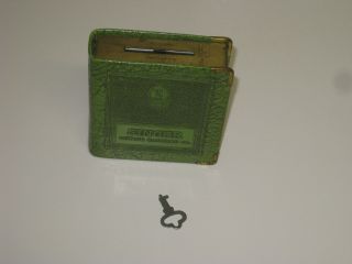 Vintage Old Singer Coin Bank Book Or Money Box With Key,  Green Colour