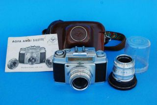 Vintage Agfa Ambi Silettte 35mm W/lenses Solinar 50mm F/2.  8 & Telinear 90mm F/4