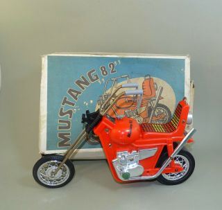 Vintage 1980s Poland Plastic Toy Motorcycle Chopper Mustang,  Boxed,  U.  Pat W - 56979