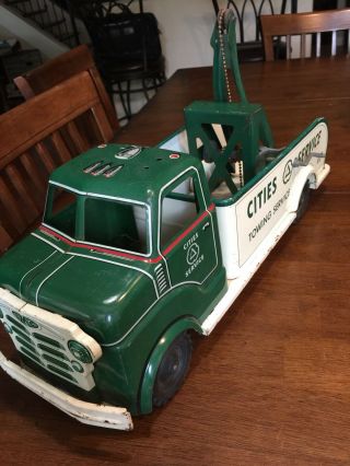 Vintage Tin 50’s Marx Cities Service GMC Wrecker Pressed Steel Collectable 5