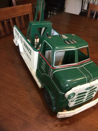 Vintage Tin 50’s Marx Cities Service GMC Wrecker Pressed Steel Collectable 6