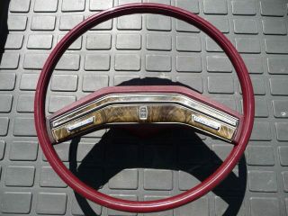 Vintage 77 - 84 Lincoln Town Car Steering Wheel,  Horn Pad Red 2 Spoke