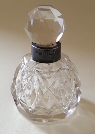 Sterling Silver & Clear Glass Vintage Art Deco Antique Perfume Scent Bottle