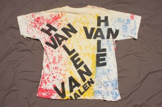 Vtg Van Halen all over print splatter T - Shirt tour concert 80 ' s david lee roth 3