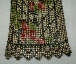 ANTIQUE ART DECO FLORAL TAPESTRY METAL MESH FLAPPER PURSE Whiting & Davis 4