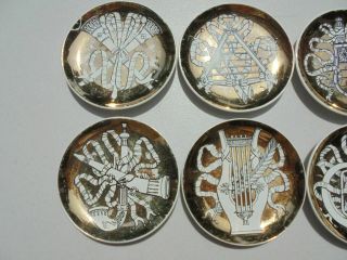 Set of Eight Vintage Fornasetti Italy Bonwit Teller Ceramic Musicalia Coasters 2