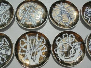 Set of Eight Vintage Fornasetti Italy Bonwit Teller Ceramic Musicalia Coasters 5