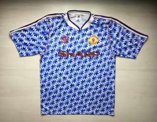 Manchester United 1990/1992 Away Football Shirt Jersey Vintage Adidas Size 38/40