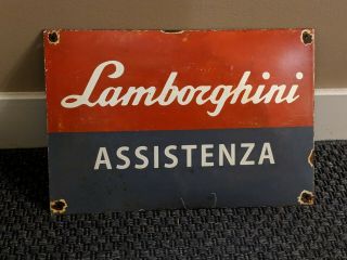 Lamborghini Assistenza Italy - Vintage Enamel Sign Plaque