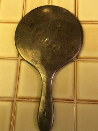 Vintage American Sterling Silver Hand Mirror And Brush Each Monogrammed 2