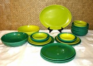 Vintage Mcm Metlox Poppytrail California Pottery Plate Bowl Speckle Green