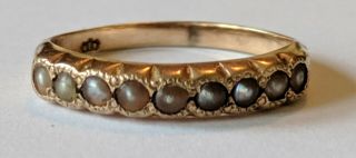 Antique Victorian 14k Solid Gold Seed Pearl Band Ring Size 4