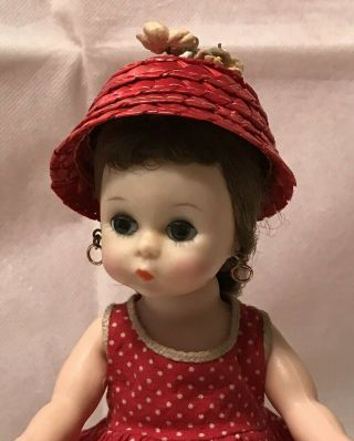 Vintage Madame Alexander Kins Bkw Dolls In Tagged Red & White Dress.  Adorable