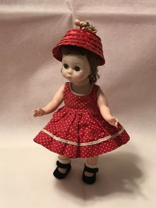 Vintage Madame Alexander Kins BKW Dolls in tagged red & white dress.  Adorable 4