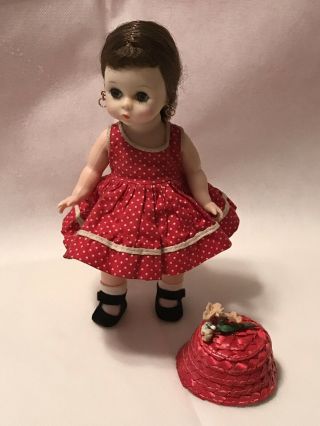 Vintage Madame Alexander Kins BKW Dolls in tagged red & white dress.  Adorable 6