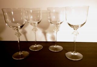 Rare Vintage Lalique Crystal Roxane (1968 -) Set Of 4 Water Goblets 8 "