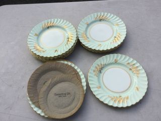 11 Vintage Mintons England 8 " Lunch Plates H5006 Fluted & Green Gold Floral