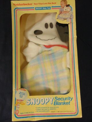 Vintage Snoopy Security Blanket Puppet Head Plaid By Knickerbocker Baby Toys Mib