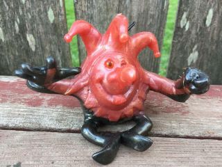 Vintage Russ Berrie Hopeless Jiggler Oily Rubber Toy Jester Red / Black