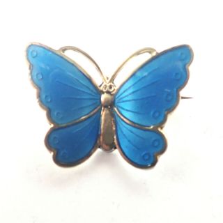 Albert Scharning - Norway - Silver Enamel Butterfly Brooch - Rare