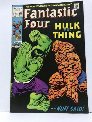 Fantastic Four 112 July 1971 Vintage Marvel Comics Unread Hulk Vs Thing