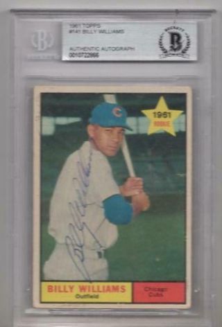 1961 Topps Billy Williams Rookie Vintage Signed Card Beckett Authentic Autograph