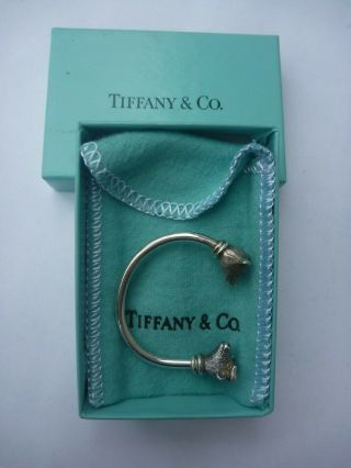 Vtg.  Tiffany & Co Sterling Bull & Bear Stock Market Key Ring Holder Pouch & Box