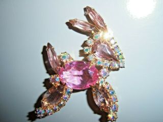 Vtg Juliana D&e Book Piece Pink Lavender Ab Rhinestone Pony Figural Brooch Pin
