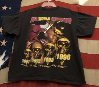 Vintage 90’s Chicago Bulls Jordan Champions 1996 Hip Hop Rap Tee T Shirt L - Xl