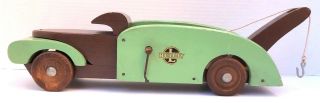 Vintage Wooden Buddy L Toy Tow Wrecking Truck Ww - Ii Era 1940 