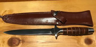 Vintage Valor Miami Usa 373 Fixed Boot Knife Dagger Japan Stainless W/ Sheath